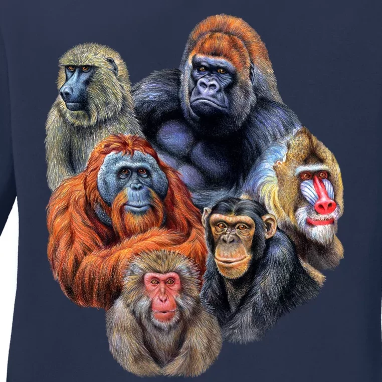 Ape Collage Ladies Long Sleeve Shirt