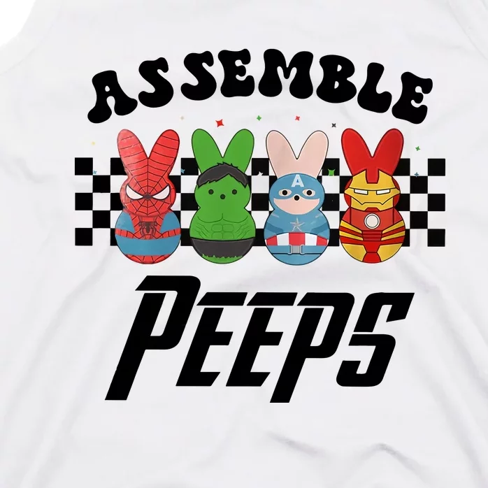 Assemble Peeps Easter Cartoon Easter Superhero Bunny Funny Cute Easter Day Tank Top