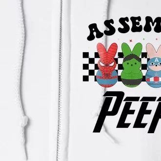 Assemble Peeps Easter Cartoon Easter Superhero Bunny Funny Cute Easter Day Full Zip Hoodie