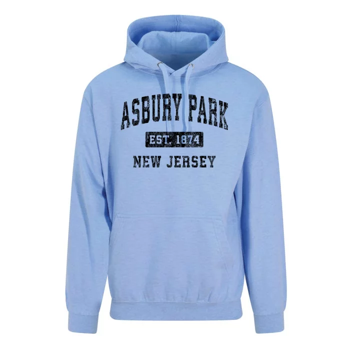 Asbury Park Est 1874 New Jersey Nj Vintage Established Sports Design Unisex Surf Hoodie