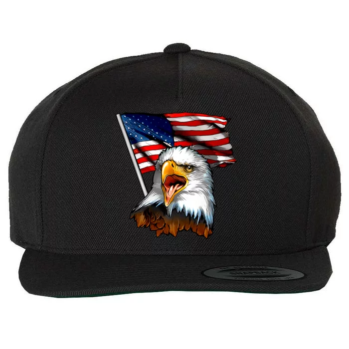 American Patriotic Eagle Flag Wool Snapback Cap