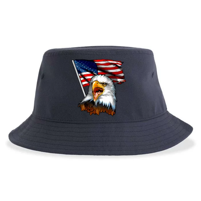 American Patriotic Eagle Flag Sustainable Bucket Hat