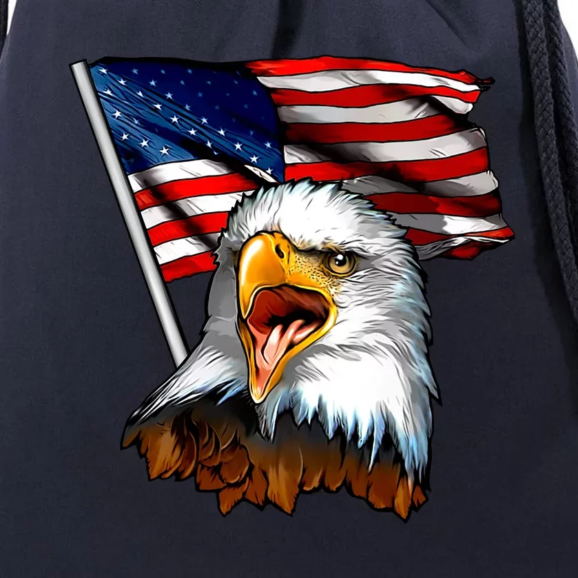 American Patriotic Eagle Flag Drawstring Bag