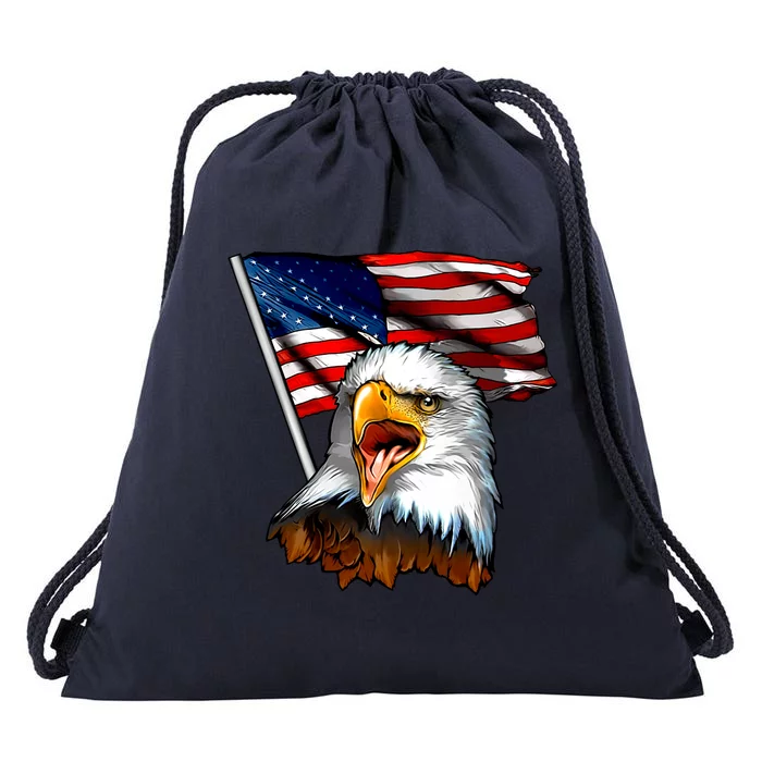 American Patriotic Eagle Flag Drawstring Bag