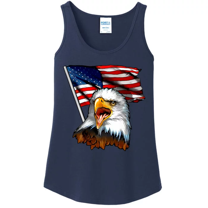 American Patriotic Eagle Flag Ladies Essential Tank