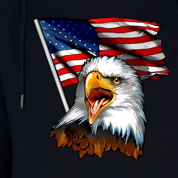 American Patriotic Eagle Flag Womens Funnel Neck Pullover Hood