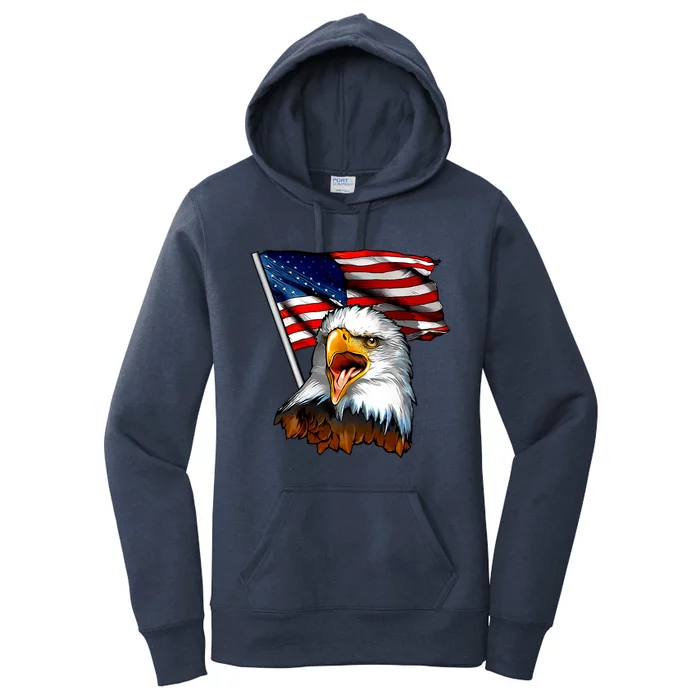 American Patriotic Eagle Flag Women's Pullover Hoodie