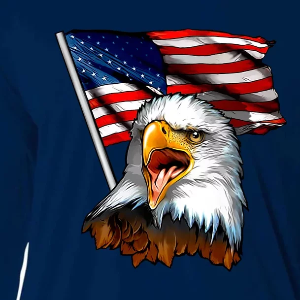 American Patriotic Eagle Flag Cooling Performance Long Sleeve Crew