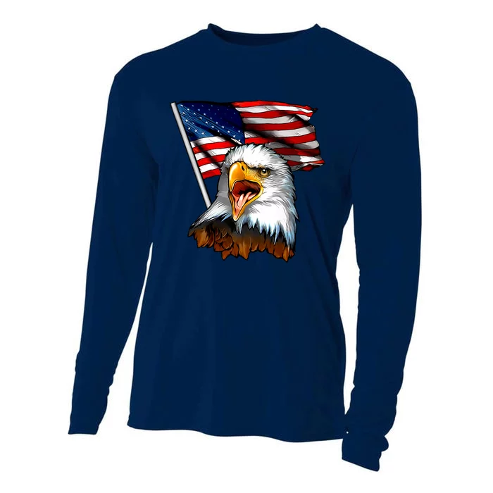 American Patriotic Eagle Flag Cooling Performance Long Sleeve Crew