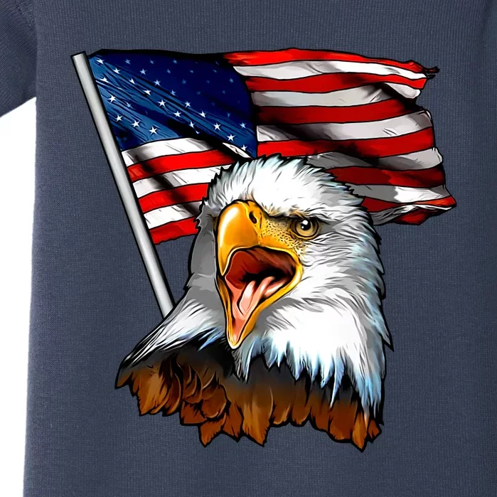 American Patriotic Eagle Flag Baby Bodysuit