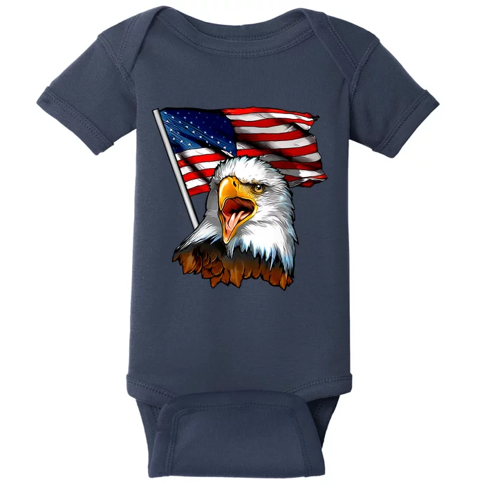 American Patriotic Eagle Flag Baby Bodysuit