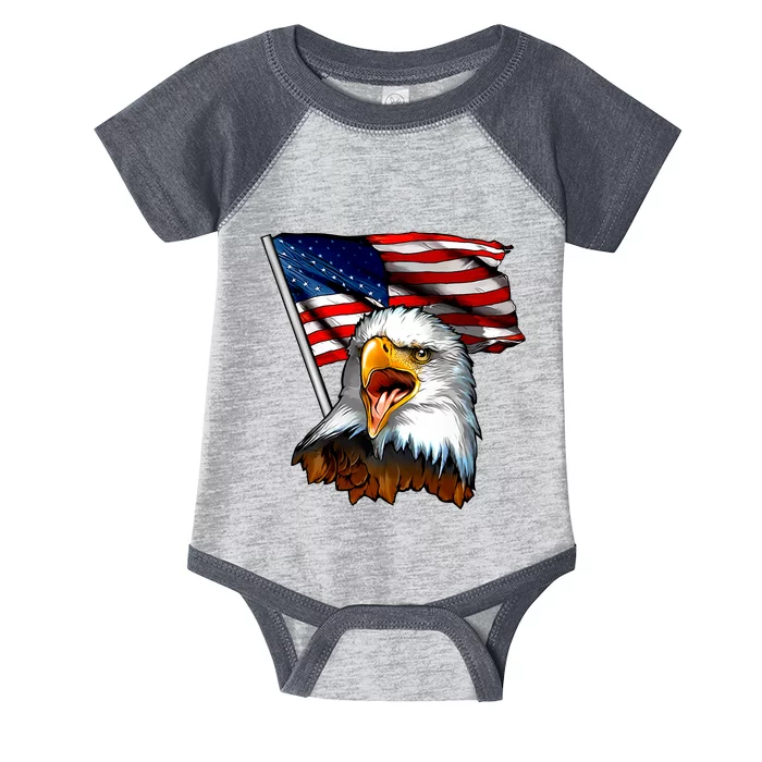 American Patriotic Eagle Flag Infant Baby Jersey Bodysuit