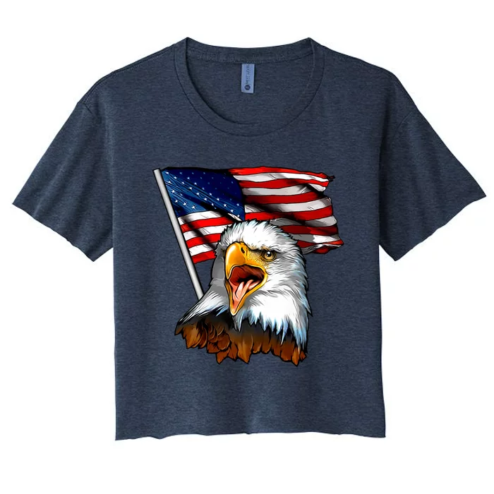 American Patriotic Eagle Flag Women's Crop Top Tee