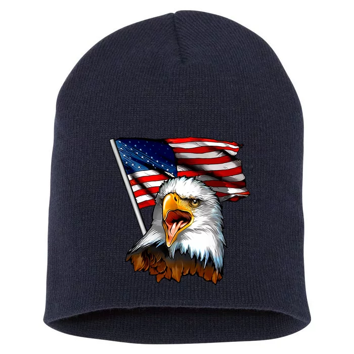 American Patriotic Eagle Flag Short Acrylic Beanie