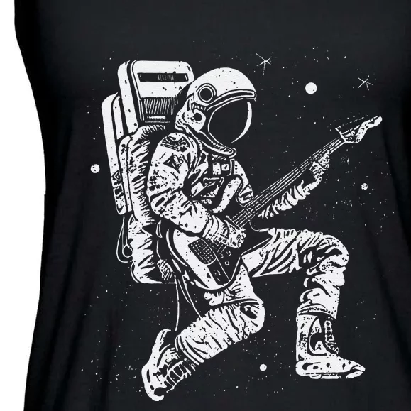 Astronaut playing electric guitar in space Astronaut Art Ladies Essential Flowy Tank