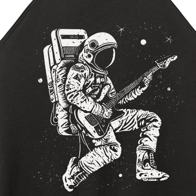 Astronaut playing electric guitar in space Astronaut Art Women’s Perfect Tri Rocker Tank