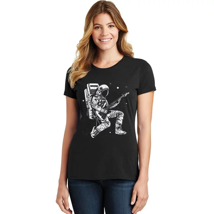 Astronaut playing electric guitar in space Astronaut Art Women's T-Shirt