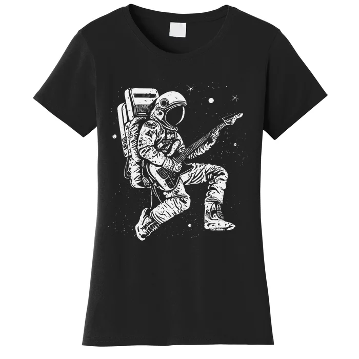 Astronaut playing electric guitar in space Astronaut Art Women's T-Shirt