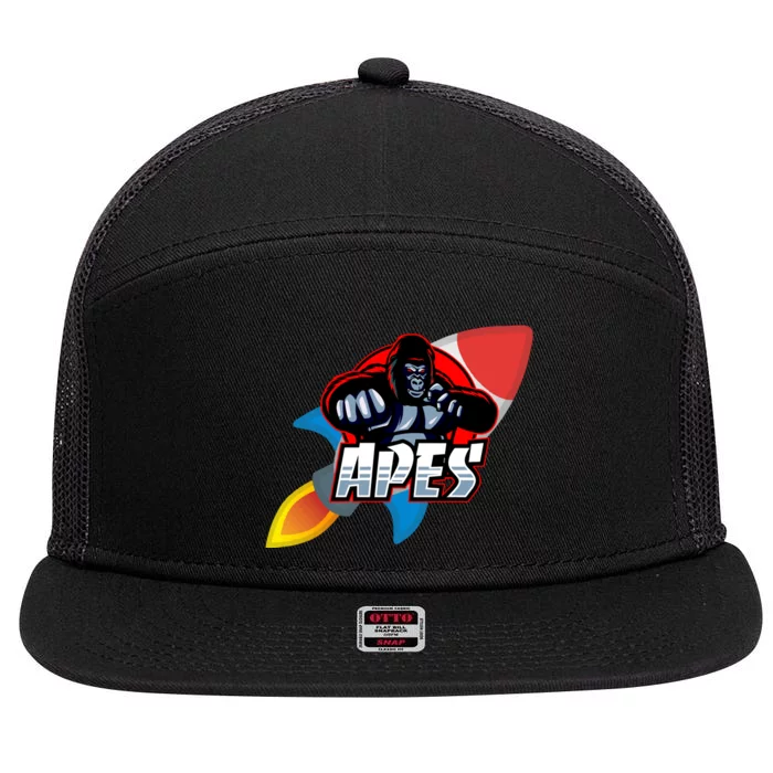 Apes To The Moon 7 Panel Mesh Trucker Snapback Hat