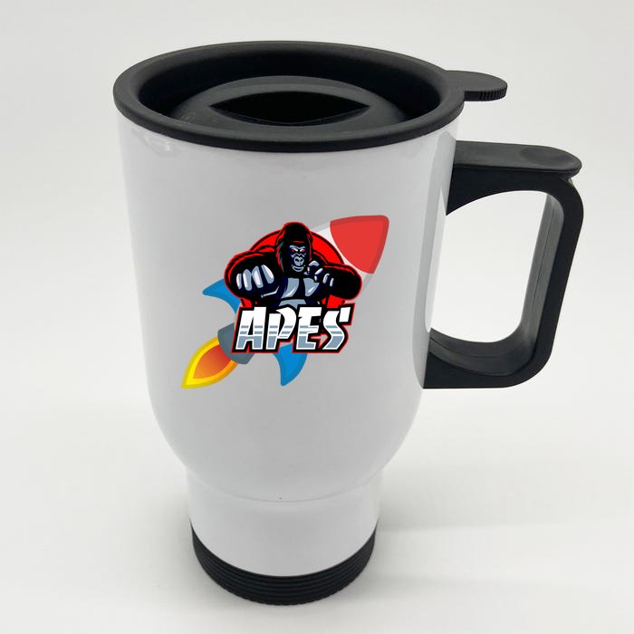 Apes To The Moon Front & Back Stainless Steel Travel Mug