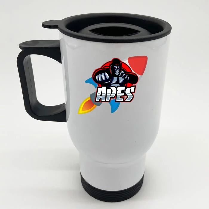 Apes To The Moon Front & Back Stainless Steel Travel Mug