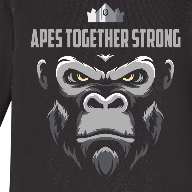 Apes Together Strong Gorilla HODL Stocks Baby Long Sleeve Bodysuit