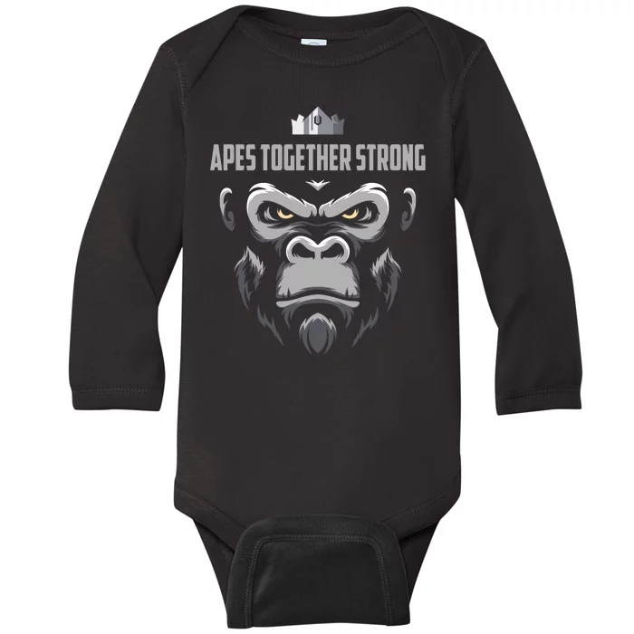 Apes Together Strong Gorilla HODL Stocks Baby Long Sleeve Bodysuit