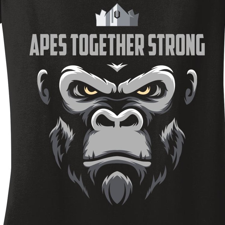 Apes Together Strong Gorilla HODL Stocks Women's V-Neck T-Shirt