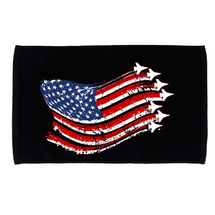 American Patriotic Fighter Jets Usa Flag Microfiber Hand Towel