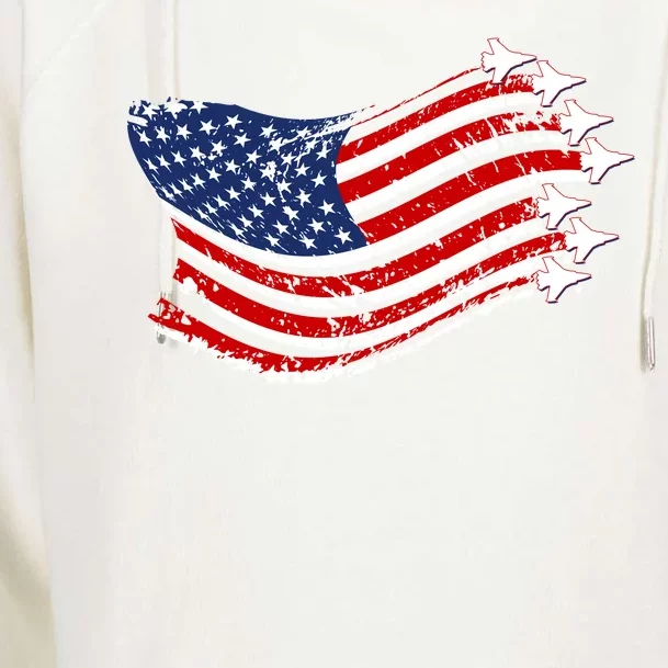 American Patriotic Fighter Jets Usa Flag Womens Funnel Neck Pullover Hood