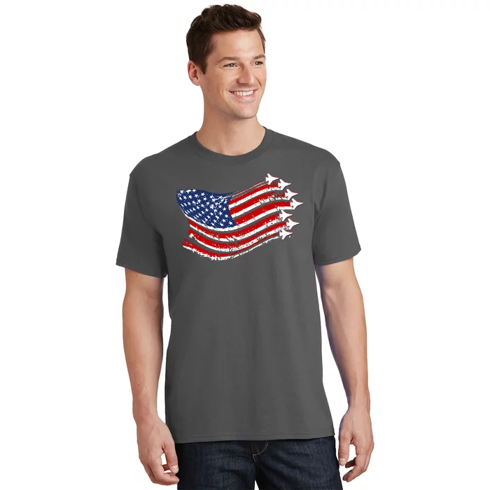 American Patriotic Fighter Jets Usa Flag T-Shirt