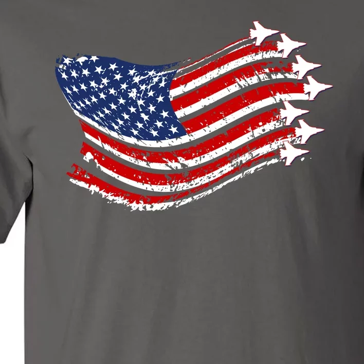 American Patriotic Fighter Jets Usa Flag Tall T-Shirt