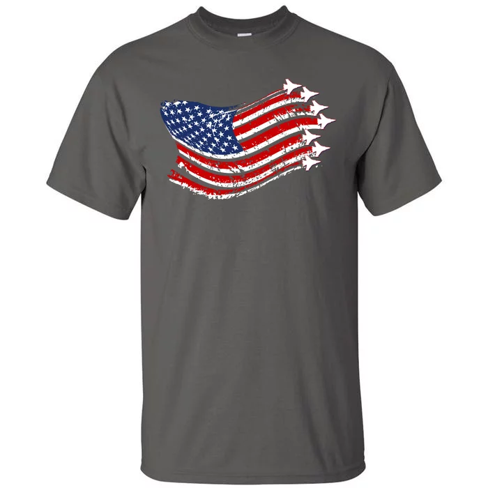 American Patriotic Fighter Jets Usa Flag Tall T-Shirt