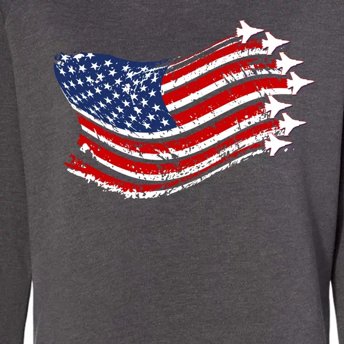 American Patriotic Fighter Jets Usa Flag Womens California Wash Sweatshirt