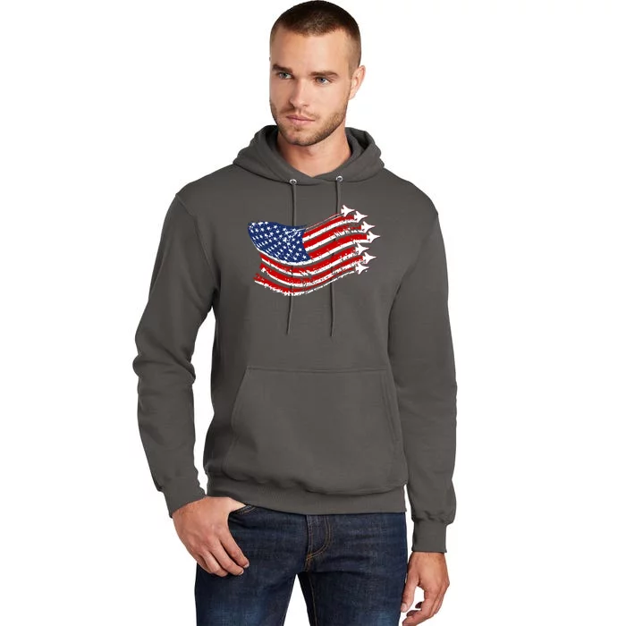 American Patriotic Fighter Jets Usa Flag Tall Hoodie