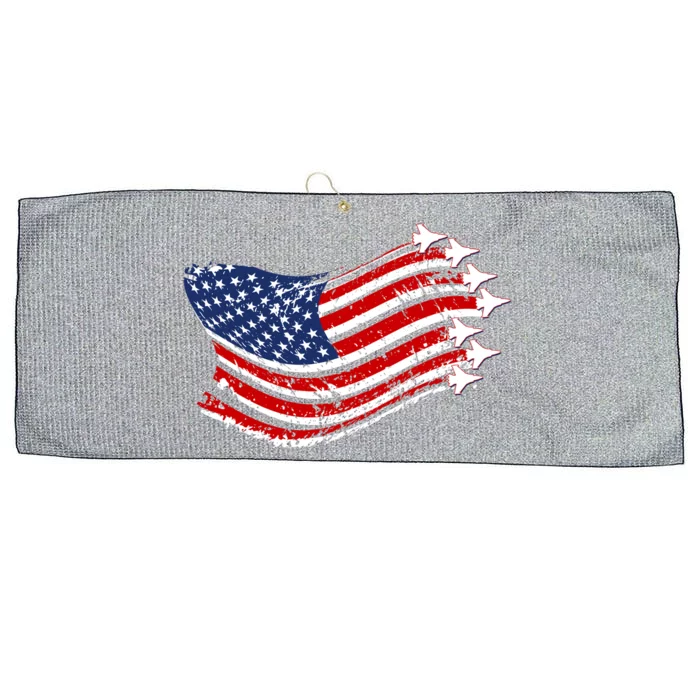 American Patriotic Fighter Jets Usa Flag Large Microfiber Waffle Golf Towel