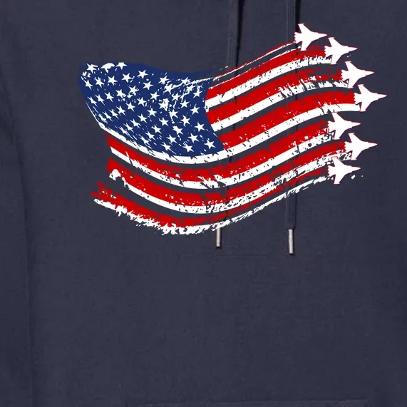 American Patriotic Fighter Jets Usa Flag Premium Hoodie