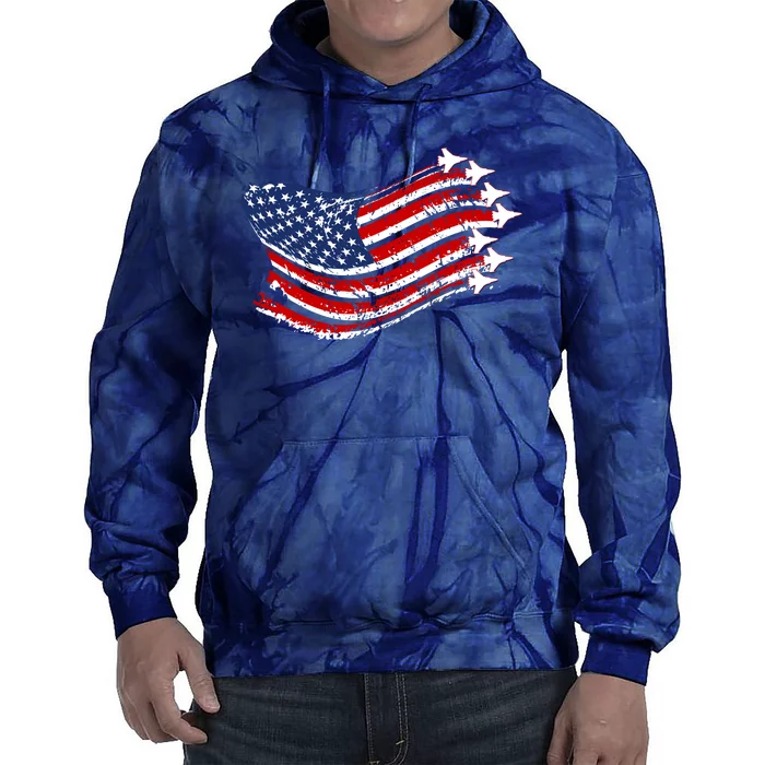 American Patriotic Fighter Jets Usa Flag Tie Dye Hoodie