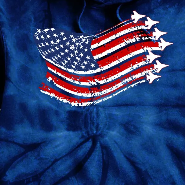 American Patriotic Fighter Jets Usa Flag Tie Dye Hoodie