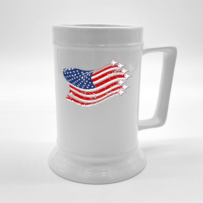 American Patriotic Fighter Jets Usa Flag Front & Back Beer Stein