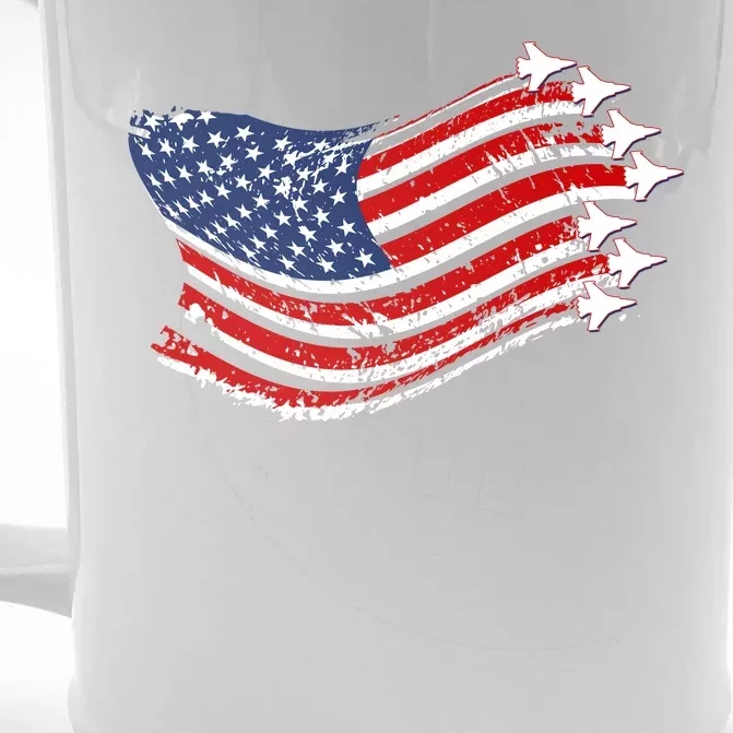 American Patriotic Fighter Jets Usa Flag Front & Back Beer Stein