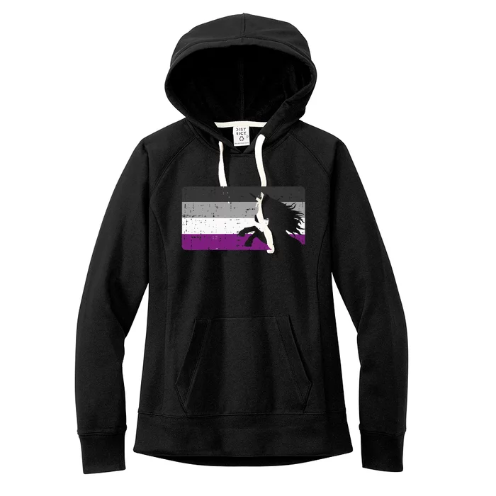 Asexual Pride Flag Unicorn Majestic Animal Ace Lgbtq Women's Fleece Hoodie