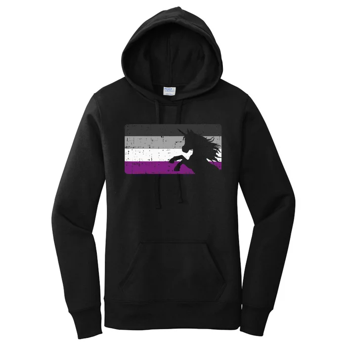 Asexual Pride Flag Unicorn Majestic Animal Ace Lgbtq Women's Pullover Hoodie