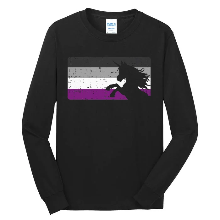 Asexual Pride Flag Unicorn Majestic Animal Ace Lgbtq Tall Long Sleeve T-Shirt