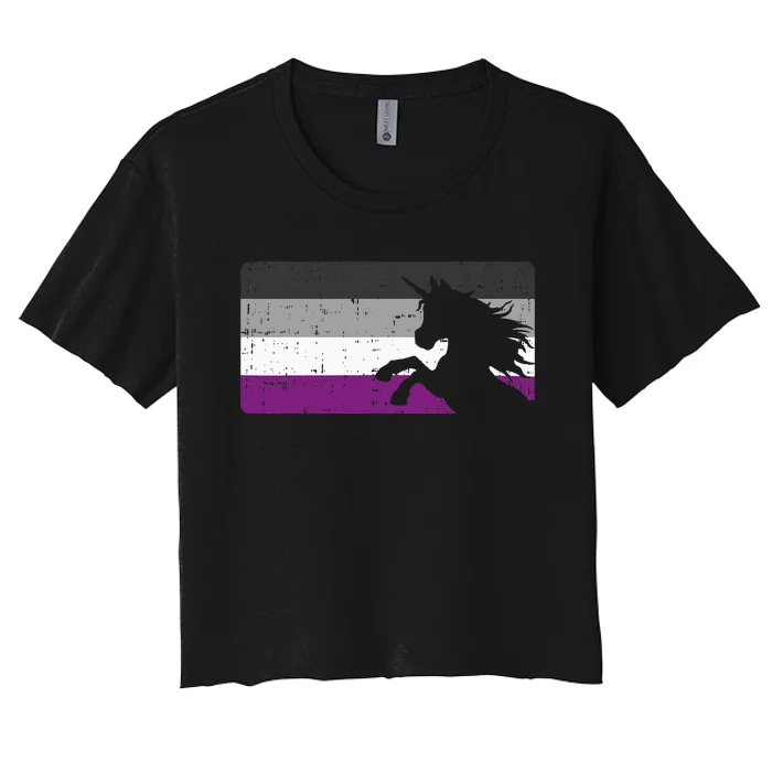 Asexual Pride Flag Unicorn Majestic Animal Ace Lgbtq Women's Crop Top Tee