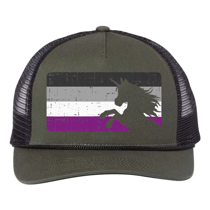 Asexual Pride Flag Unicorn Majestic Animal Ace Lgbtq Retro Rope Trucker Hat Cap