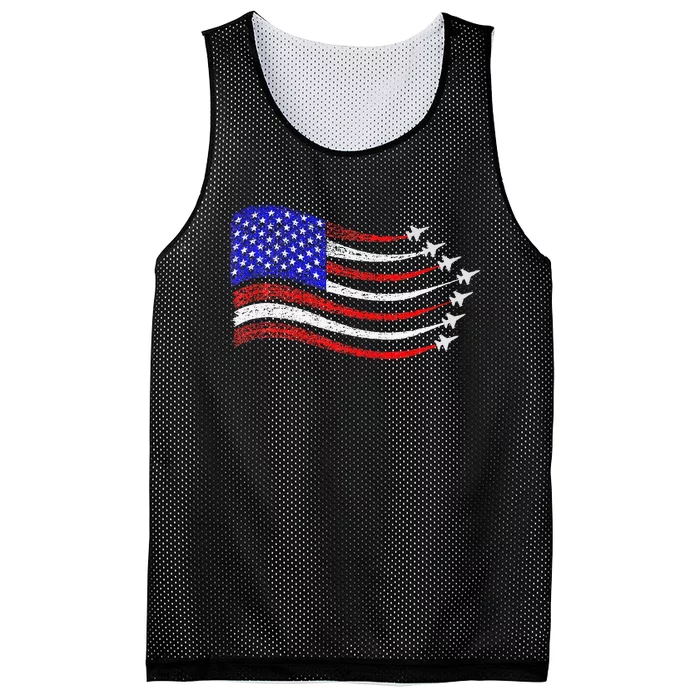 American Patriotic Fighter Jets Usa Flag Waving Mesh Reversible Basketball Jersey Tank