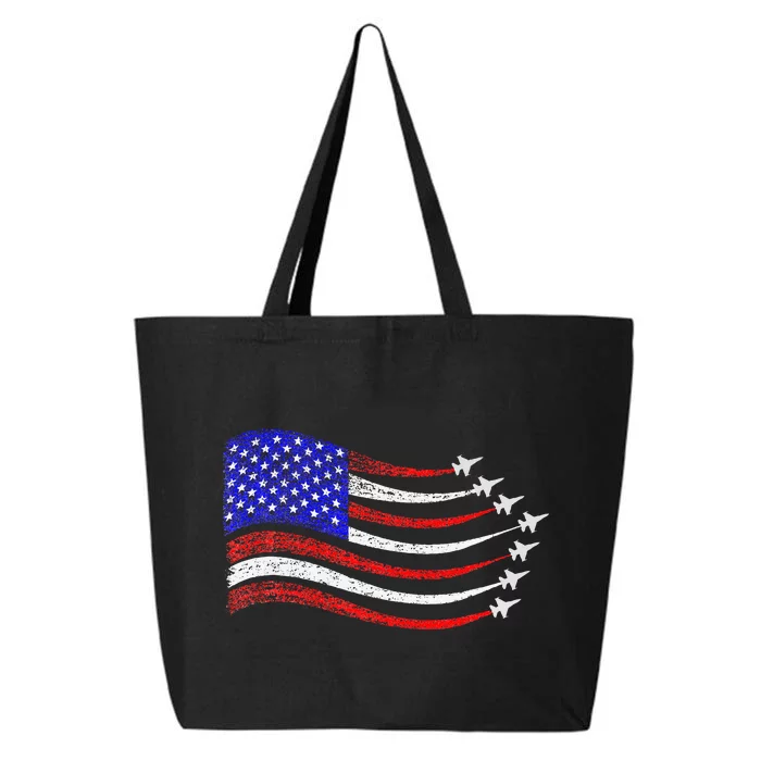 American Patriotic Fighter Jets Usa Flag Waving 25L Jumbo Tote