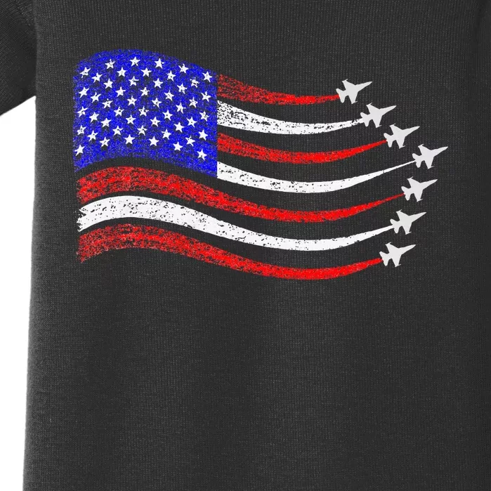 American Patriotic Fighter Jets Usa Flag Waving Baby Bodysuit