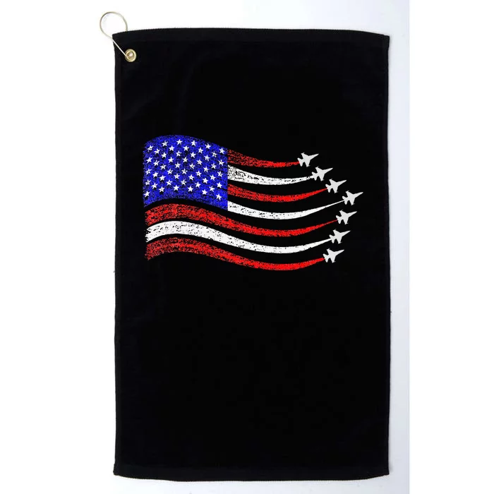 American Patriotic Fighter Jets Usa Flag Waving Platinum Collection Golf Towel